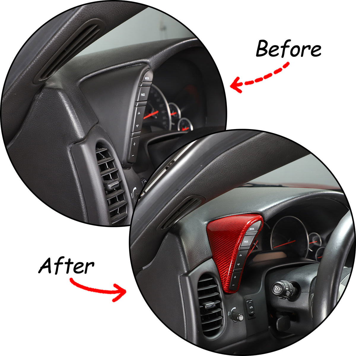Red Carbon Fiber Dashboard Speedometer Side Cover Trim For Corvette C6 2005-13 15
