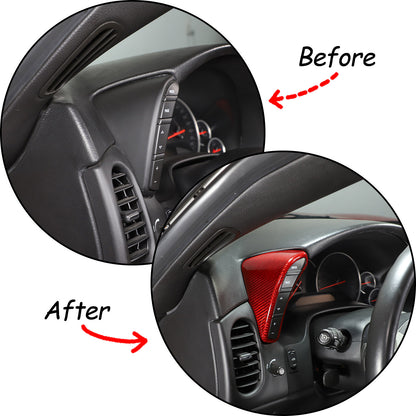 Red Carbon Fiber Dashboard Speedometer Side Cover Trim For Corvette C6 2005-13 15