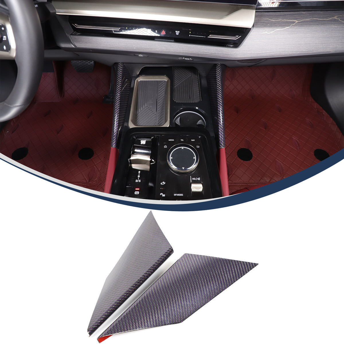 Real Carbon Fiber Center console Gear Shift Side Trim For BMW 5 Series G60 2024+ 3