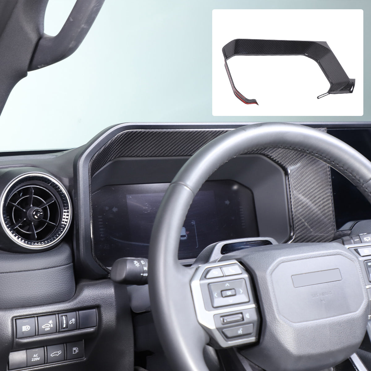 Real Carbon Fiber Dashboard Instrument Trim For Land Cruiser Prado LC250 24+ 19