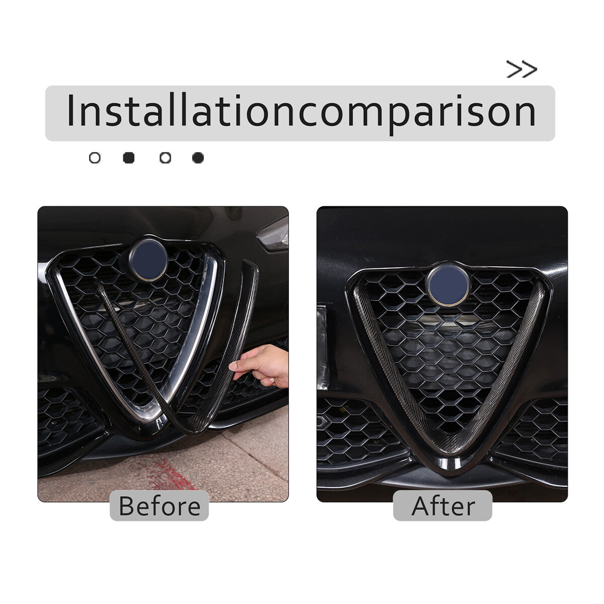 Real Carbon Fiber V-Shape Grille Cover Trim For Alfa Romeo Giulia 2017-2021 5