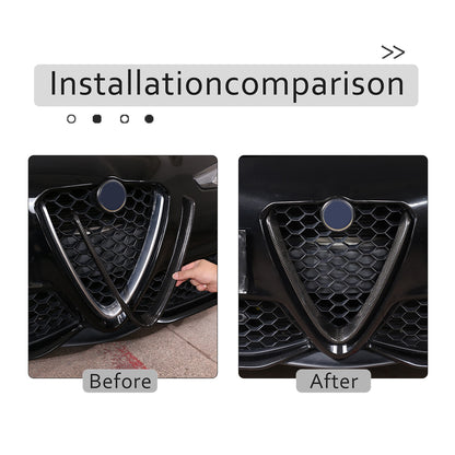 Real Carbon Fiber V-Shape Grille Cover Trim For Alfa Romeo Giulia 2017-2021 5