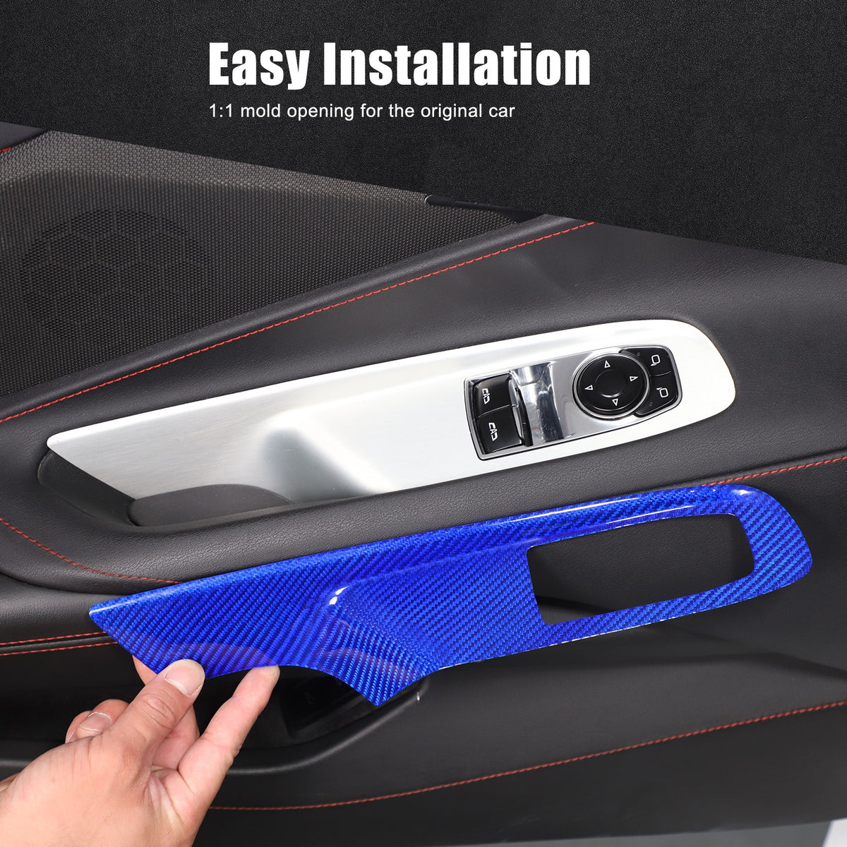 Blue Real Carbon Fiber Window Lift Switch Trim For Corvette C8 Coupe 20+ US 8