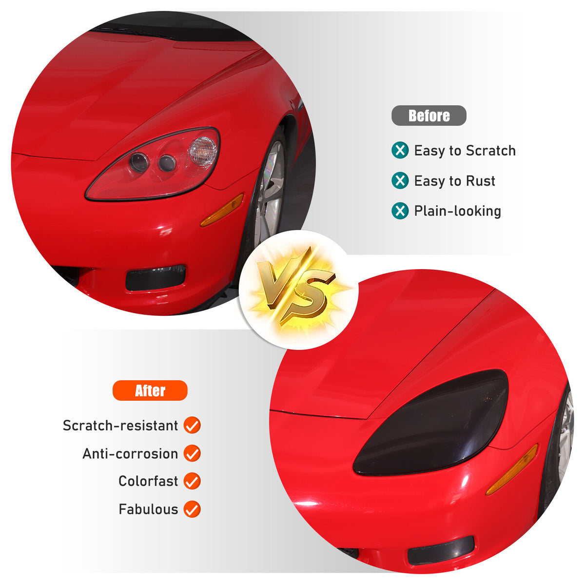 Smoked Black Front Headlight & Rear Tail Light Cover Trim For Corvette C6 05-13 4