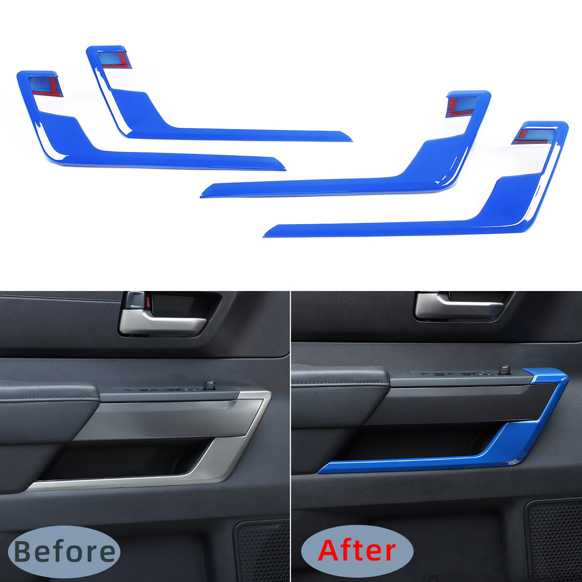 Blue ABS Interior Door Panel Strip Trim Cover For Toyota Tundra/Sequoia 2022-26 1