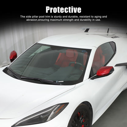 Red Real Carbon Fiber Side Mirror Cover Trim W/Air Vent For Corvette C8 2020+ 6