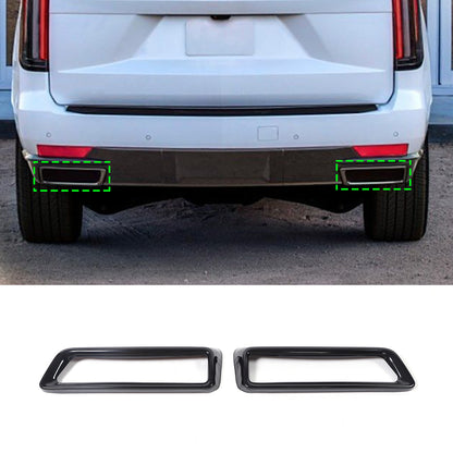 Glossy Black Rear Exhaust Tail Pipe Cover Trim For Cadillac Escalade 2021-2024 3