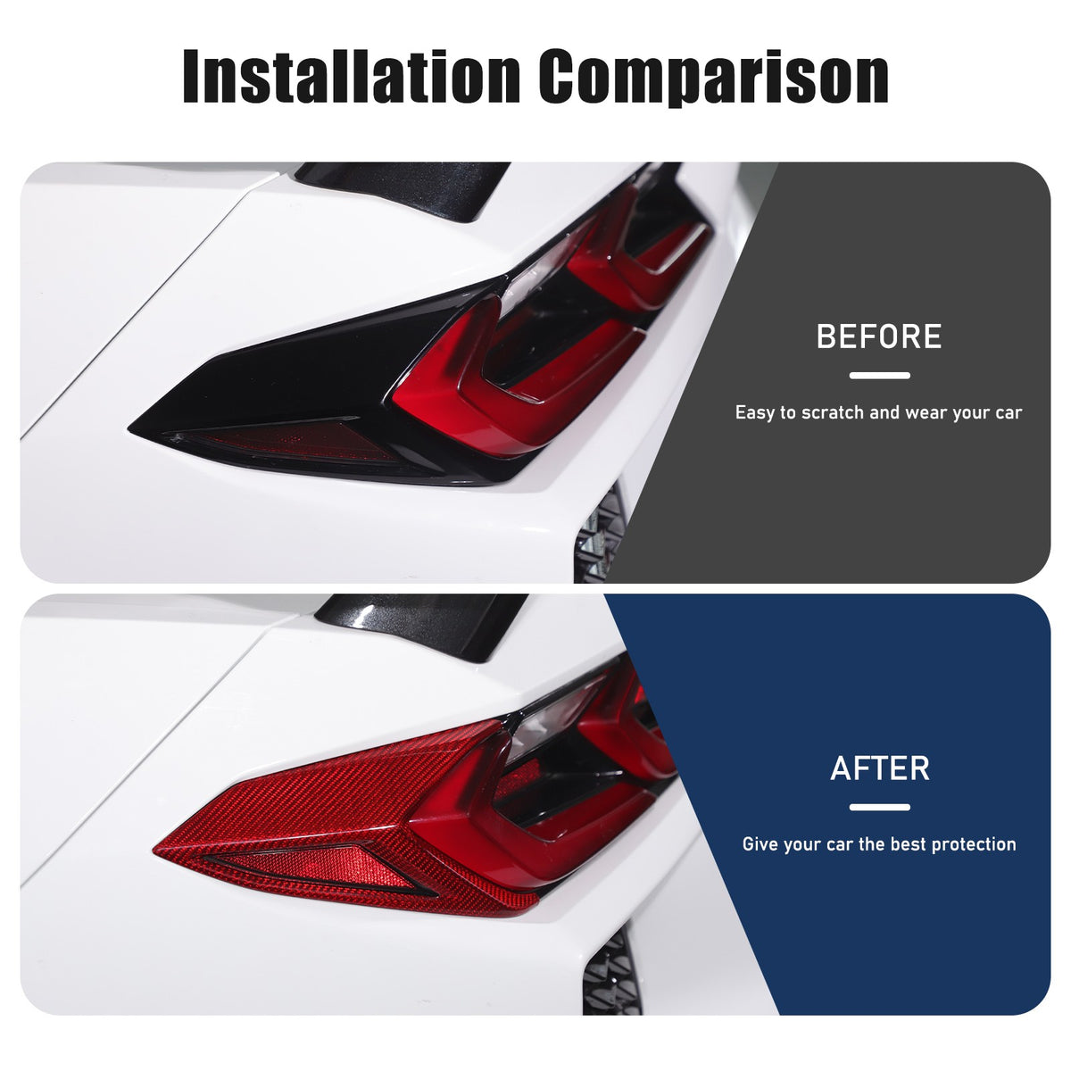Red Real Carbon Fiber Rear Tail Light Side Trim For Corvette C8 2020+ 22