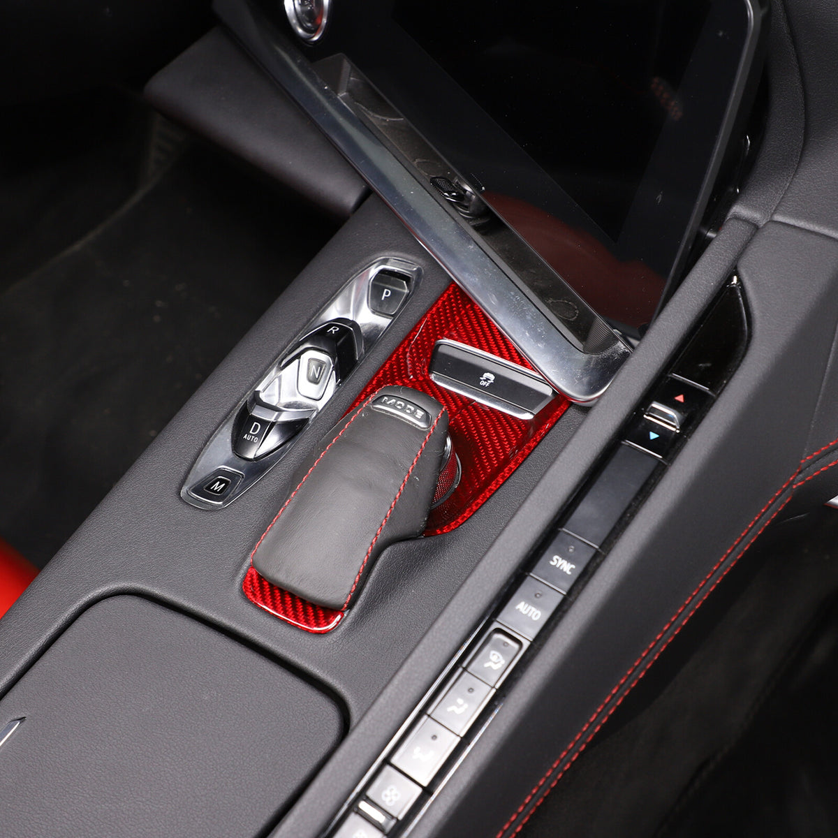 Red Real Carbon Fiber Transmission Button Frame Trim Set Cover For Corvette C8 14