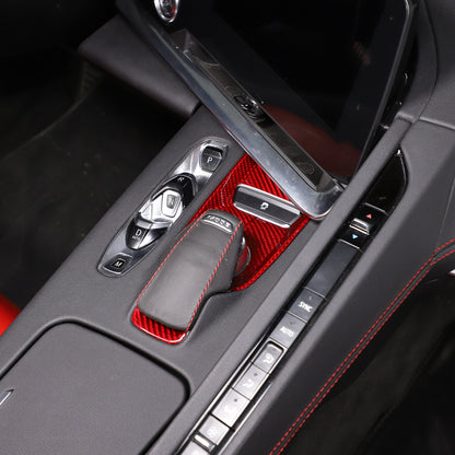 Red Real Carbon Fiber Transmission Button Frame Trim Set Cover For Corvette C8 14