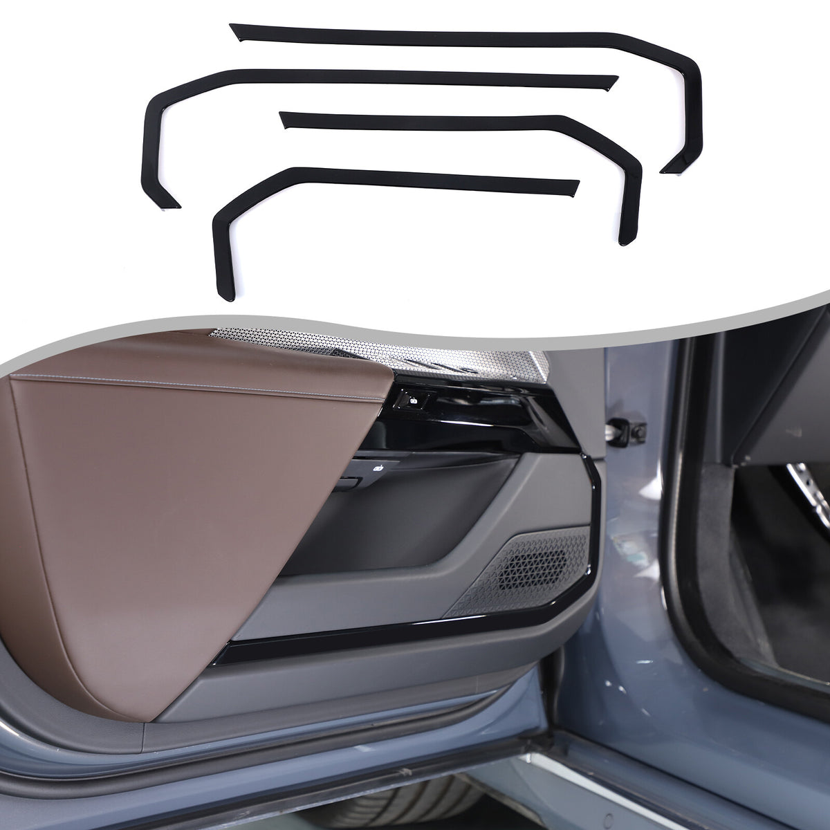 Glossy Black Inner door Armrest panel Trim Cover For BMW 7 Series G70 2023-2025 3