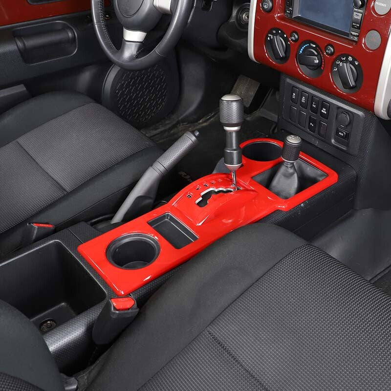 Red Gear Shift Water Cup Panel Cover Trim For Toyota FJ Cruiser 07-21 4