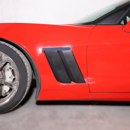 Real Carbon Fiber Side Fender Vents Panel Trim Kit For Corvette C6 2005-2013 9
