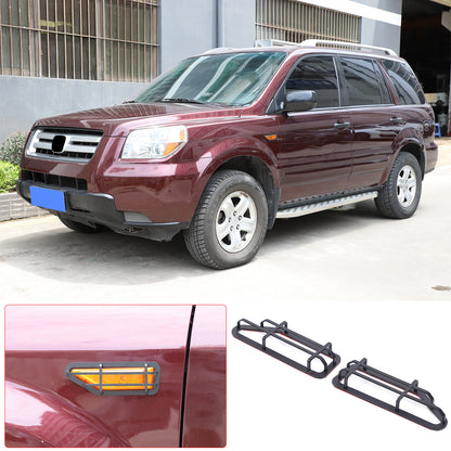 Black Steel Front Turn Signal Light Cover Trim For Honda Pilot 2003-2008 18