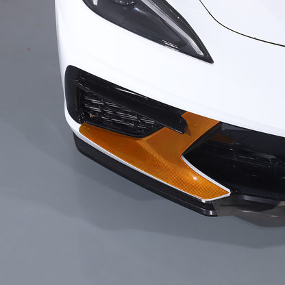 Yellow Carbon Fiber Front Bumper Grille Bezel Cover For Corvette C8 Z51 2020-26 3