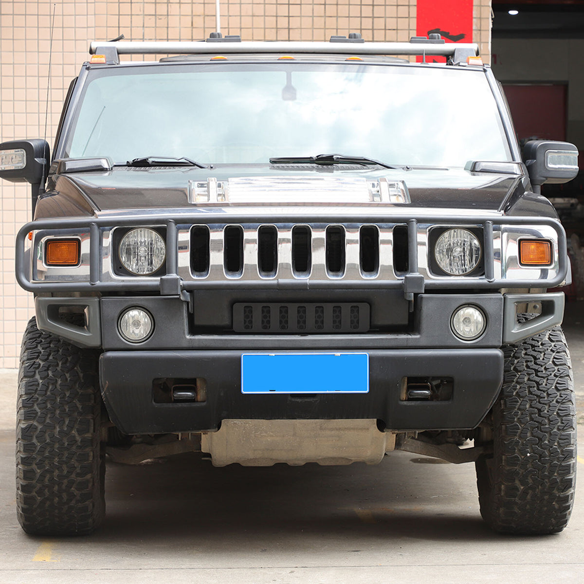 Black Alloy Black Front bumper Lower Grille Trim Cover For Hummer H2 2003-2009 6