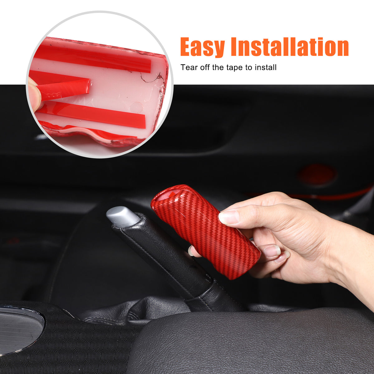 Red Carbon Fiber ABS Parking Brake Lever Sleeve Trim For Corvette C6 2005-2013 5