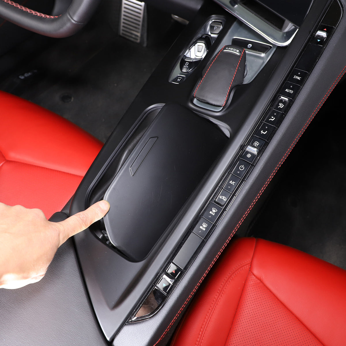 Matte black Center Console Gear Shift Panel Cover Trim For Corvette C8 2020-25 4