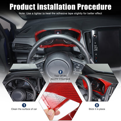 Red Real Carbon Fiber Center Console Dashboard Trim For Subaru WRX 2022+ 3