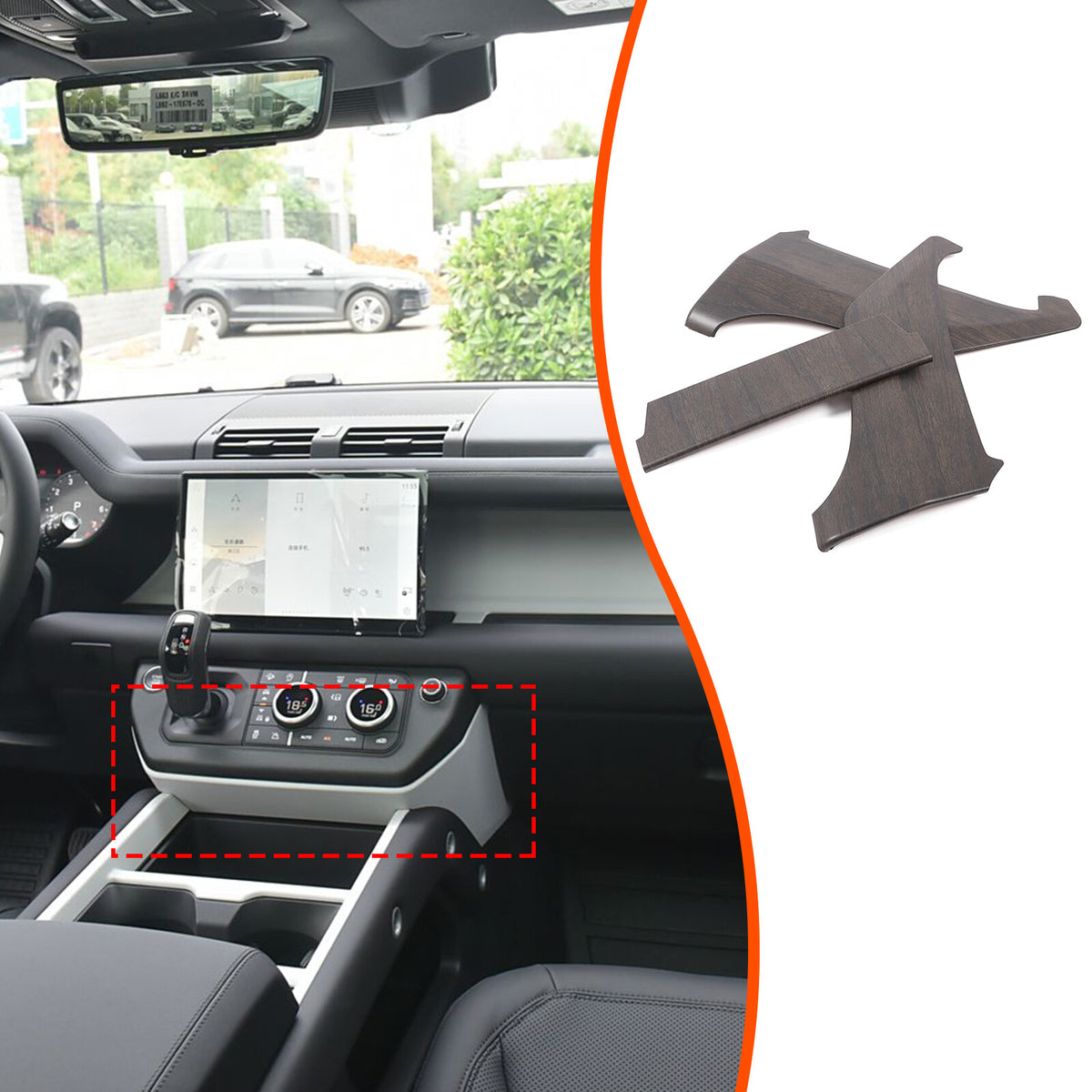 Oak Wood Grain Center Console Knee Side Panel Trim For LR Defender L663 25+ 2