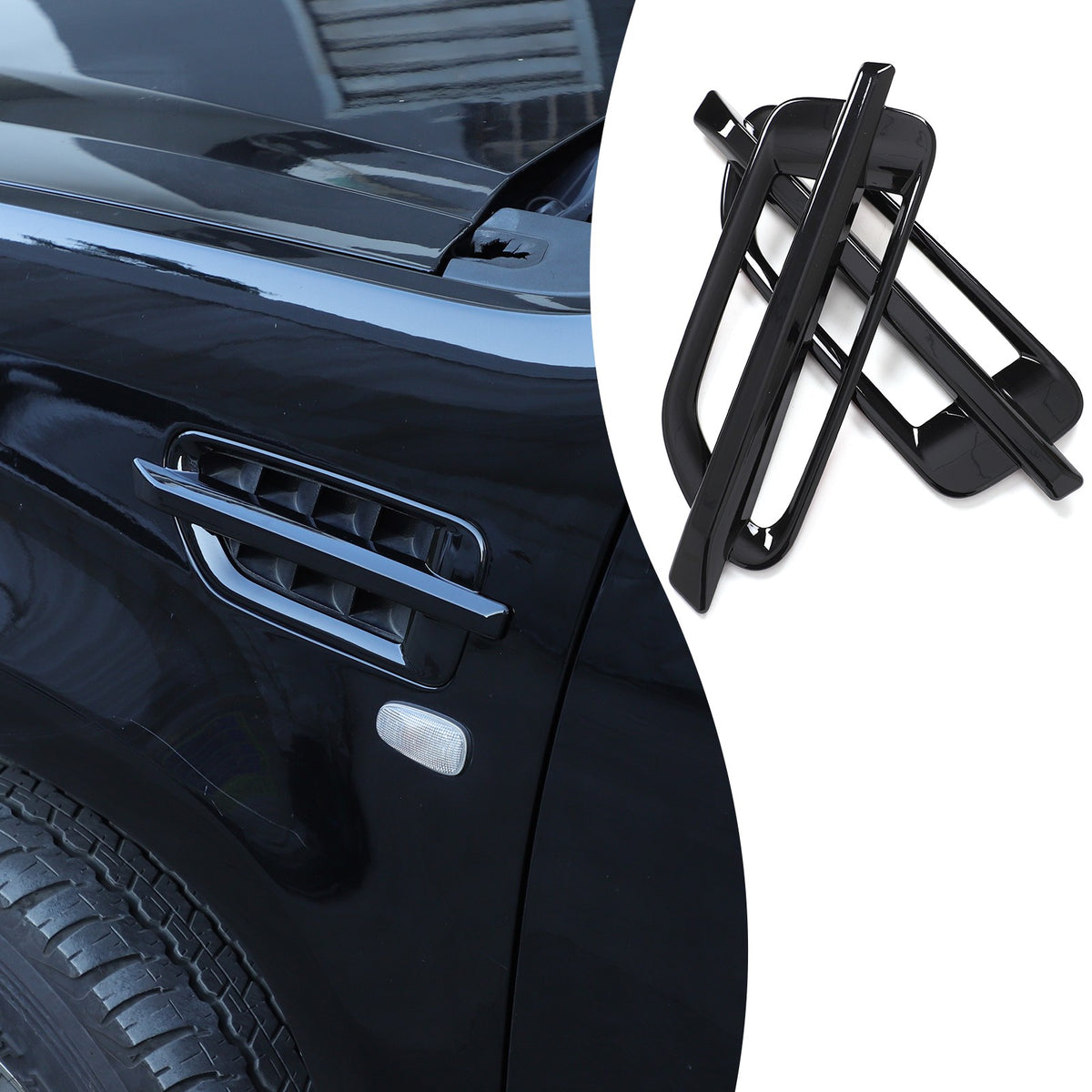 Glossy Piano Black Side Air Fender Vent Trim For Cadillac Escalade 2007-2014 7