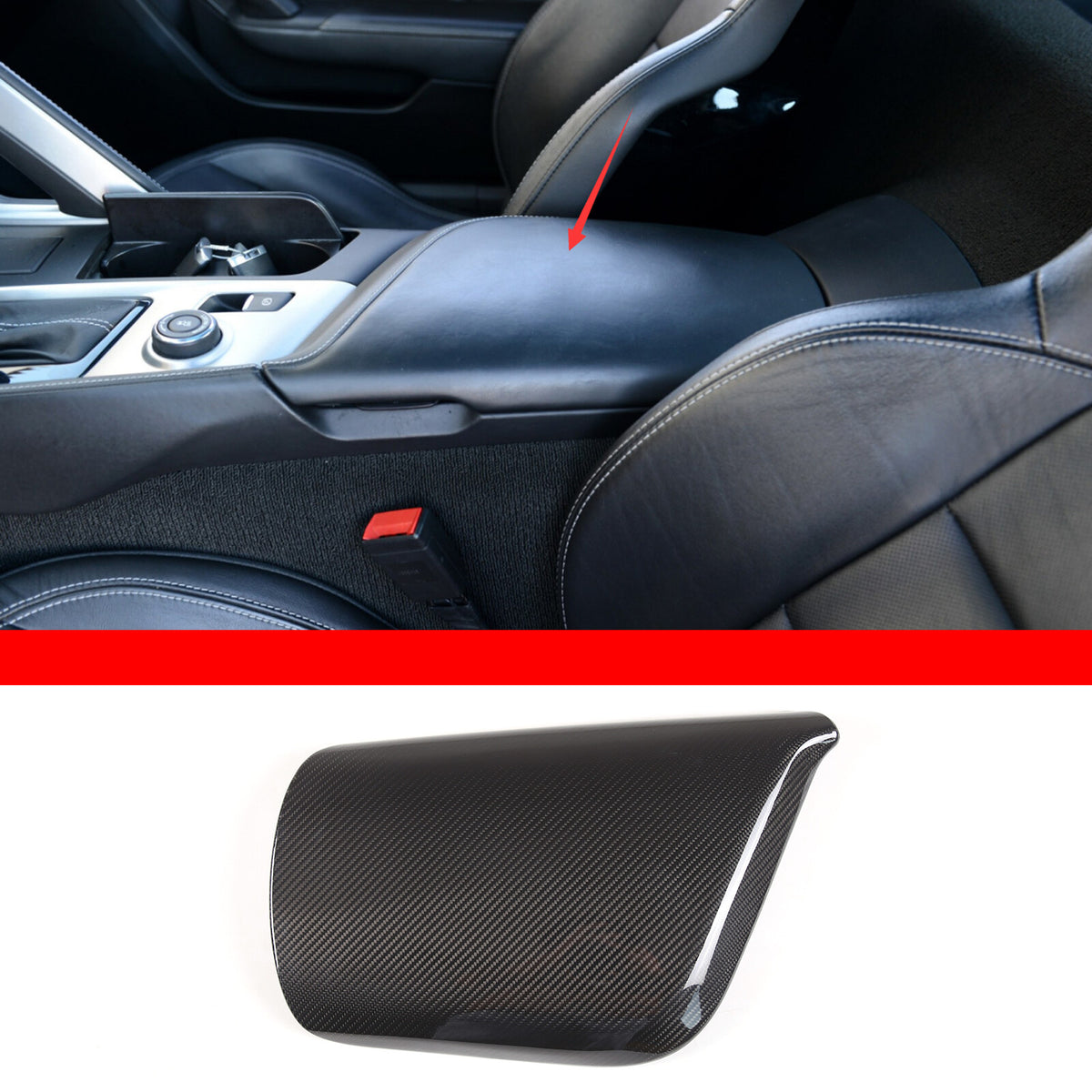 Real Carbon fiber Center Console Armrest Box Cover Trim For Corvette C7 2014-19 11
