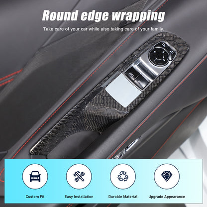 Honeycomb Carbon Fiber Window Lift Switch Panel Trim For Corvette C8 Convertible 13