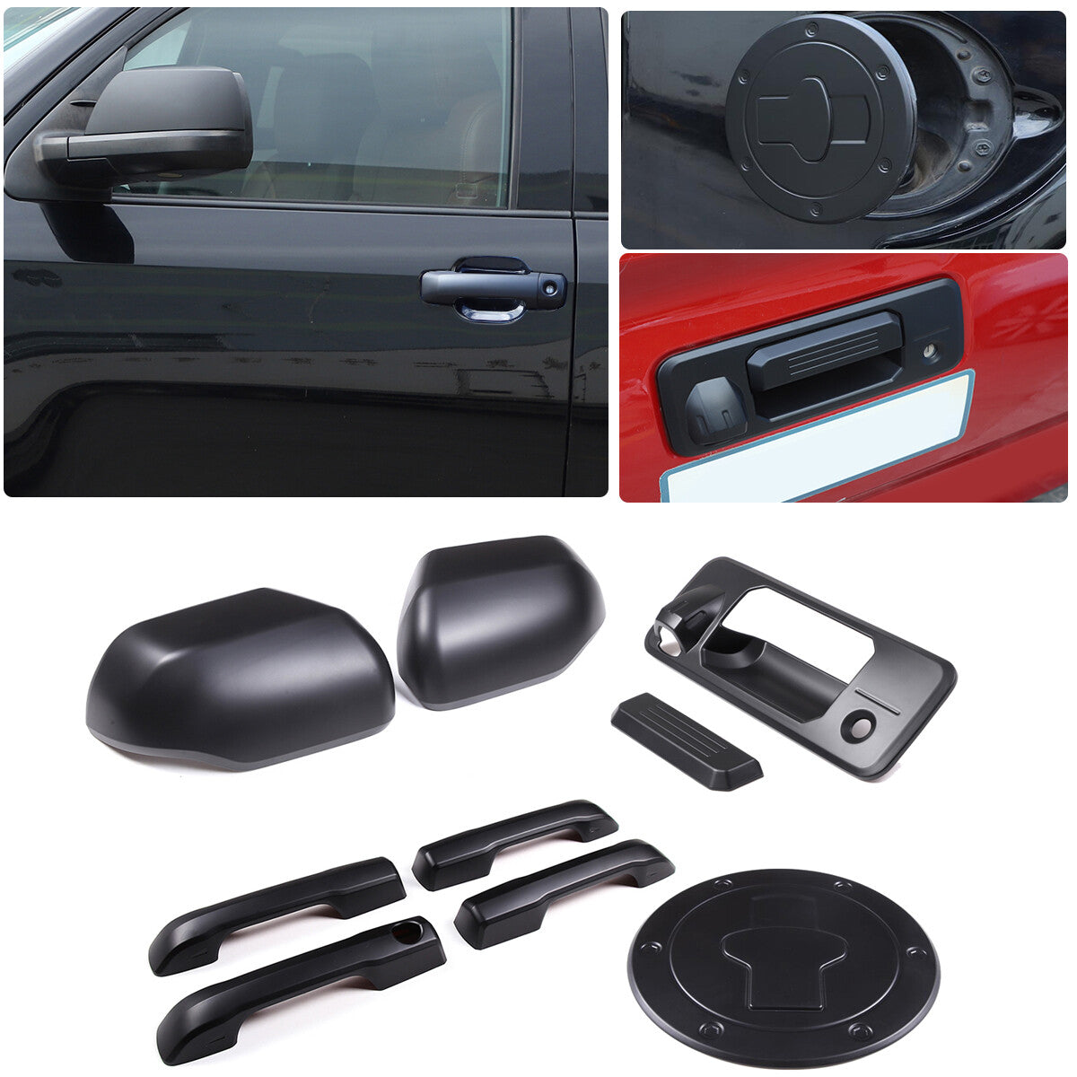 Matte Black Mirror Covers +Door Handle +Tailgate Cover For Toyota Tundra 2007-21 1
