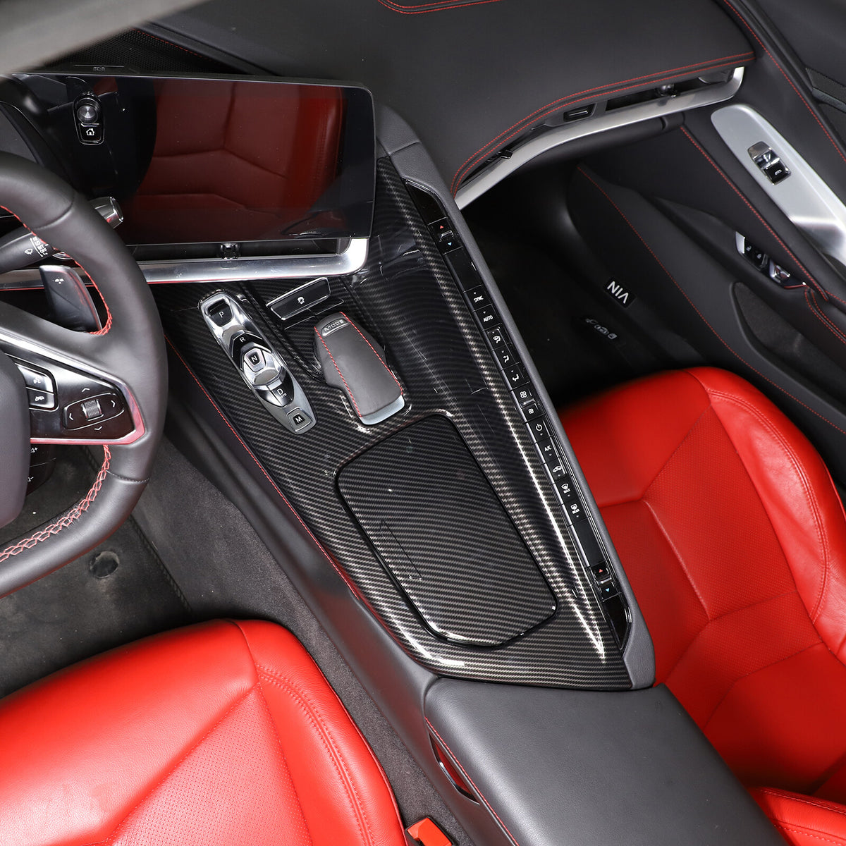 Interior Carbon Fiber For CORVETTE C8 Center Console Gear Shift Panel Cover US 9
