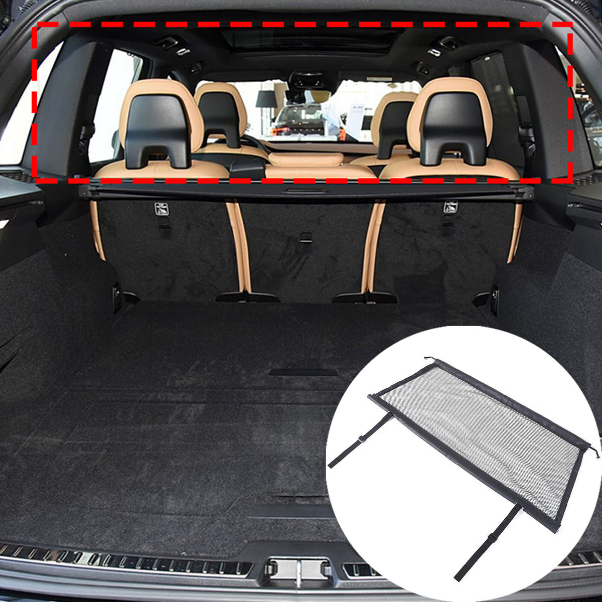 Black Cargo Back Seat Trunk Isolation Net Pet Barrier For Volvo XC60 2018+ 7
