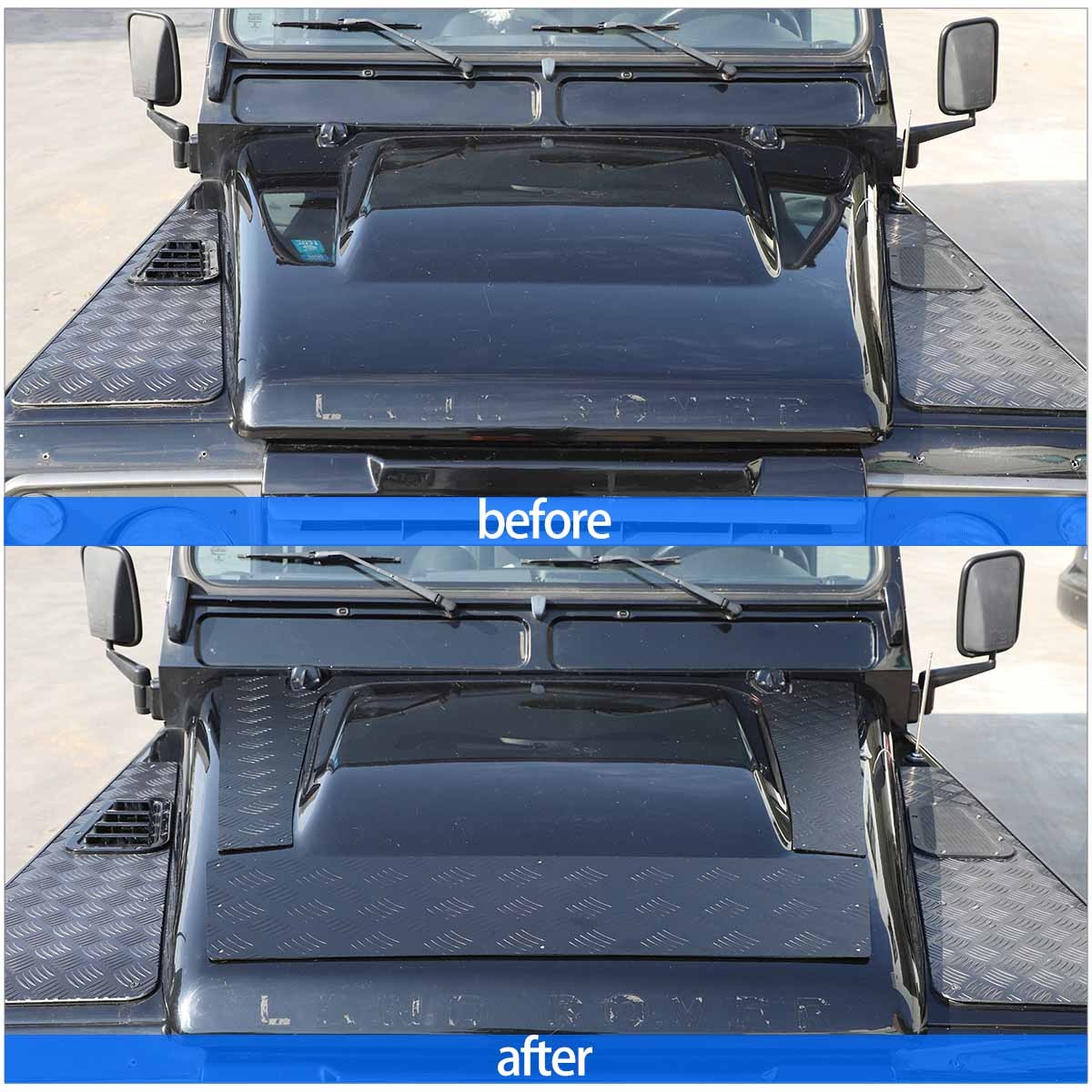 Black Alloy Front Hood Protection Plate Trim For LR Defender L316 2004-2018 9