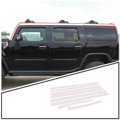 Stick-On Stainless Steel Trim for Top Rail 8Pcs For 2003-2009 Hummer H2 6