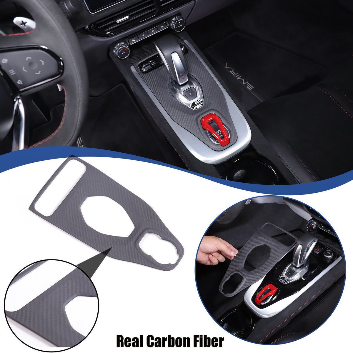 Matte Real Carbon Fiber Center Gear Shift Cover Trim For Lotus EMIRA V6 AT 21-25 1