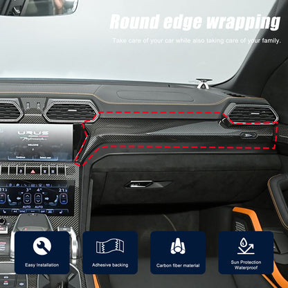 Matte Real Dry Carbon Fiber Center Console Panel Trim For Lamborghini URUS 18-23 17