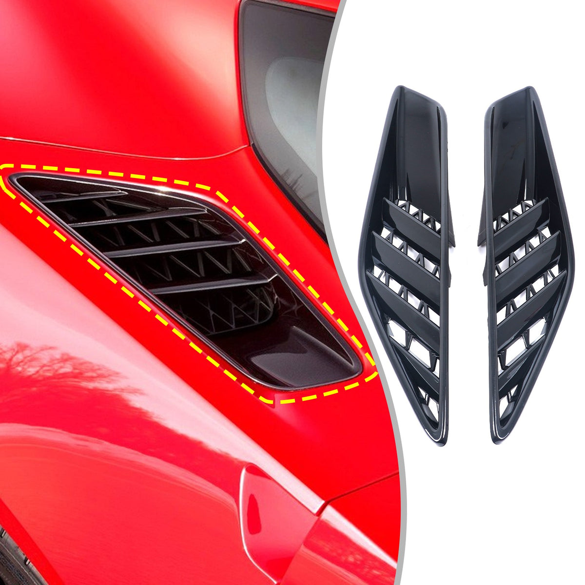 Piano Black ABS Rear Fender Air Intake Frame Trim For Corvette C7 2014-2019 US 24