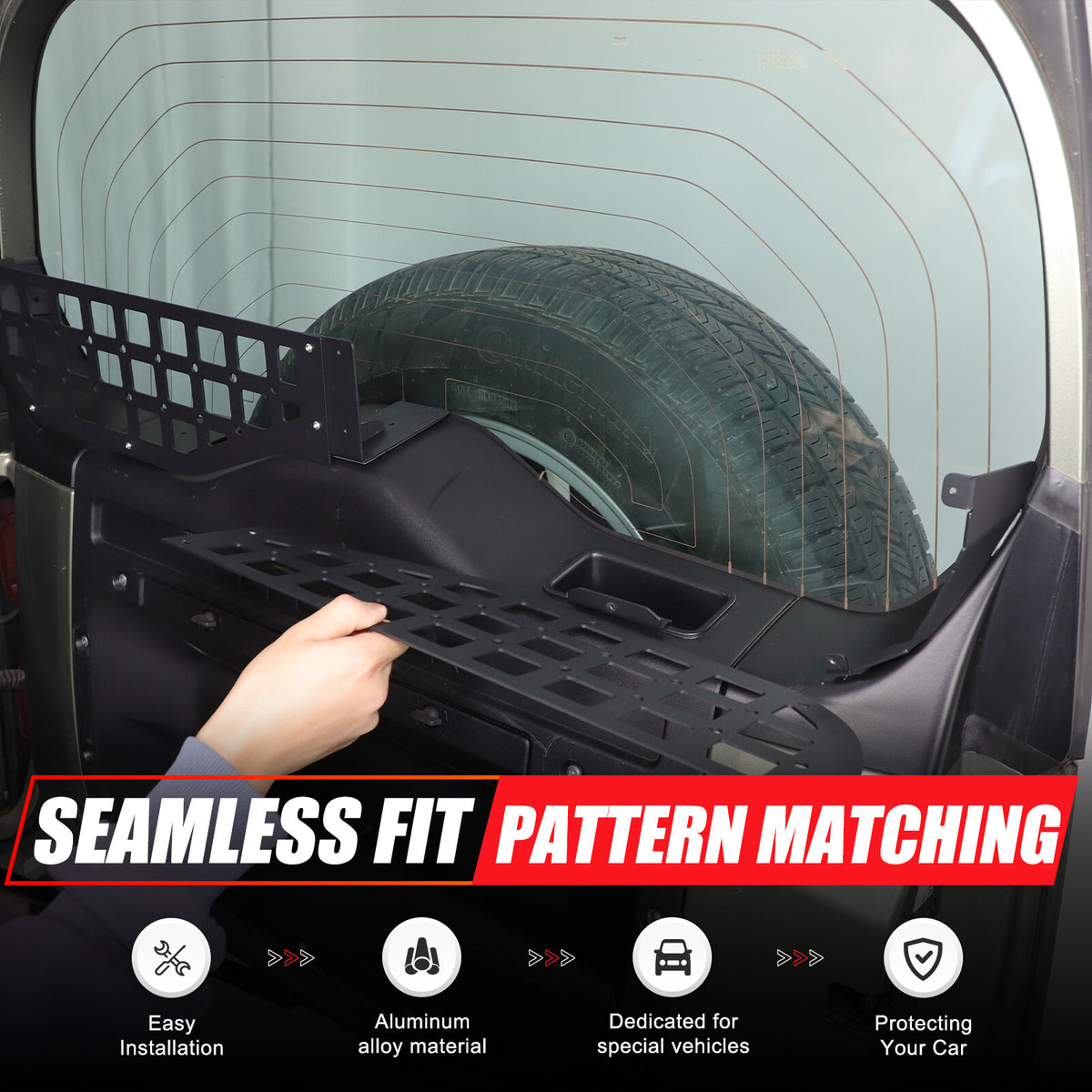 Alloy Tailgate Window Storage Fence Molle Panel Rack For LR Defender L663 2020+ 4