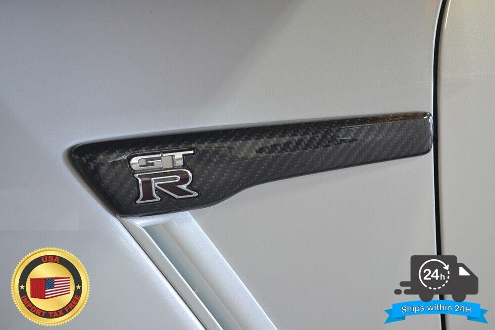 RSW Carbon Fender Emblem Panels For Nissan R35 GT-R MY14-15 Left & Right Handle 1