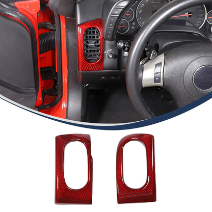 Red Real Carbon Fiber Interior Dashboard Side Air Vent Trim For Corvette C6 8