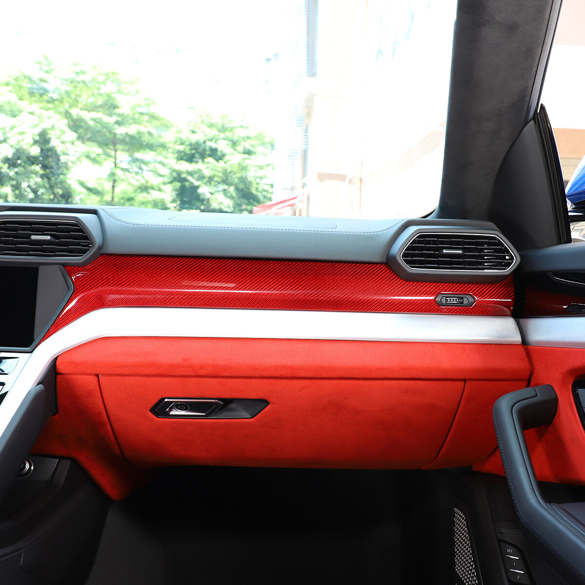 Red Carbon fiber Front Dashboard Strip Cover Trim For Lamborghni Urus 2018-23 8