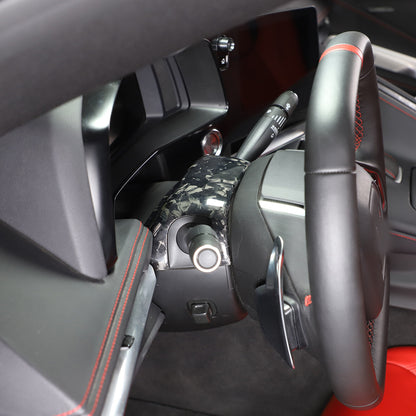 Forged Real Carbon fiber Steering Wheel Base Trim Cover For Corvette C8 Z06 20+ 1