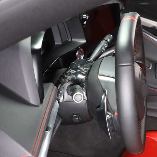 Forged Real Carbon fiber Steering Wheel Base Trim Cover For Corvette C8 Z06 20+ 1
