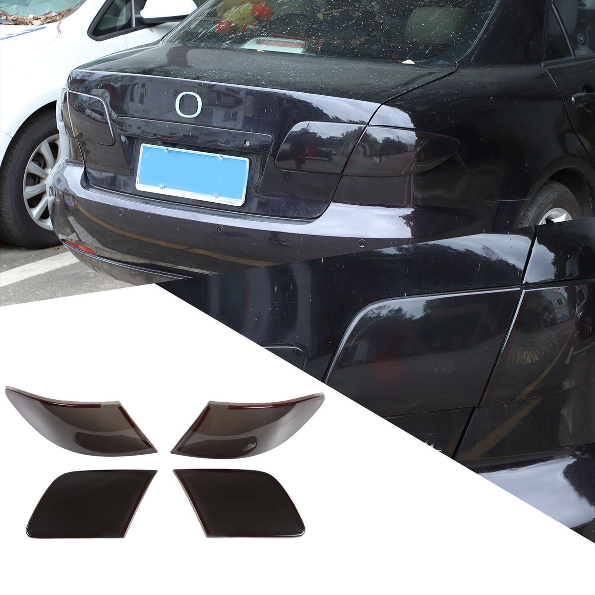 Smoked Black Tail Light Lamp Guard Cover Trim Bezels for Mazda 6 GG 2004~2008 6