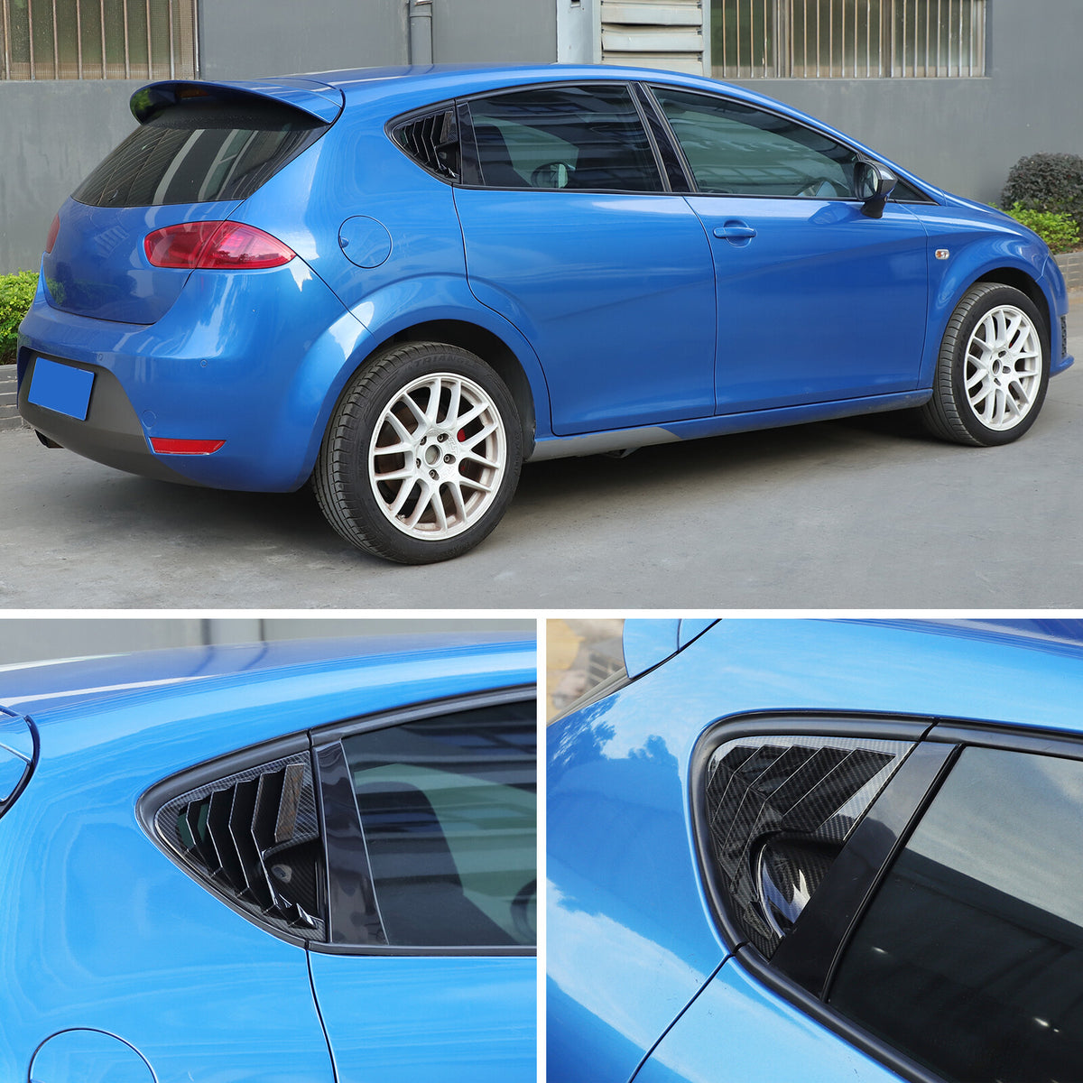 ABS Carbon Fiber Rear Side Window Louver Shutter Cover For Seat Leon MK2 08-12 8