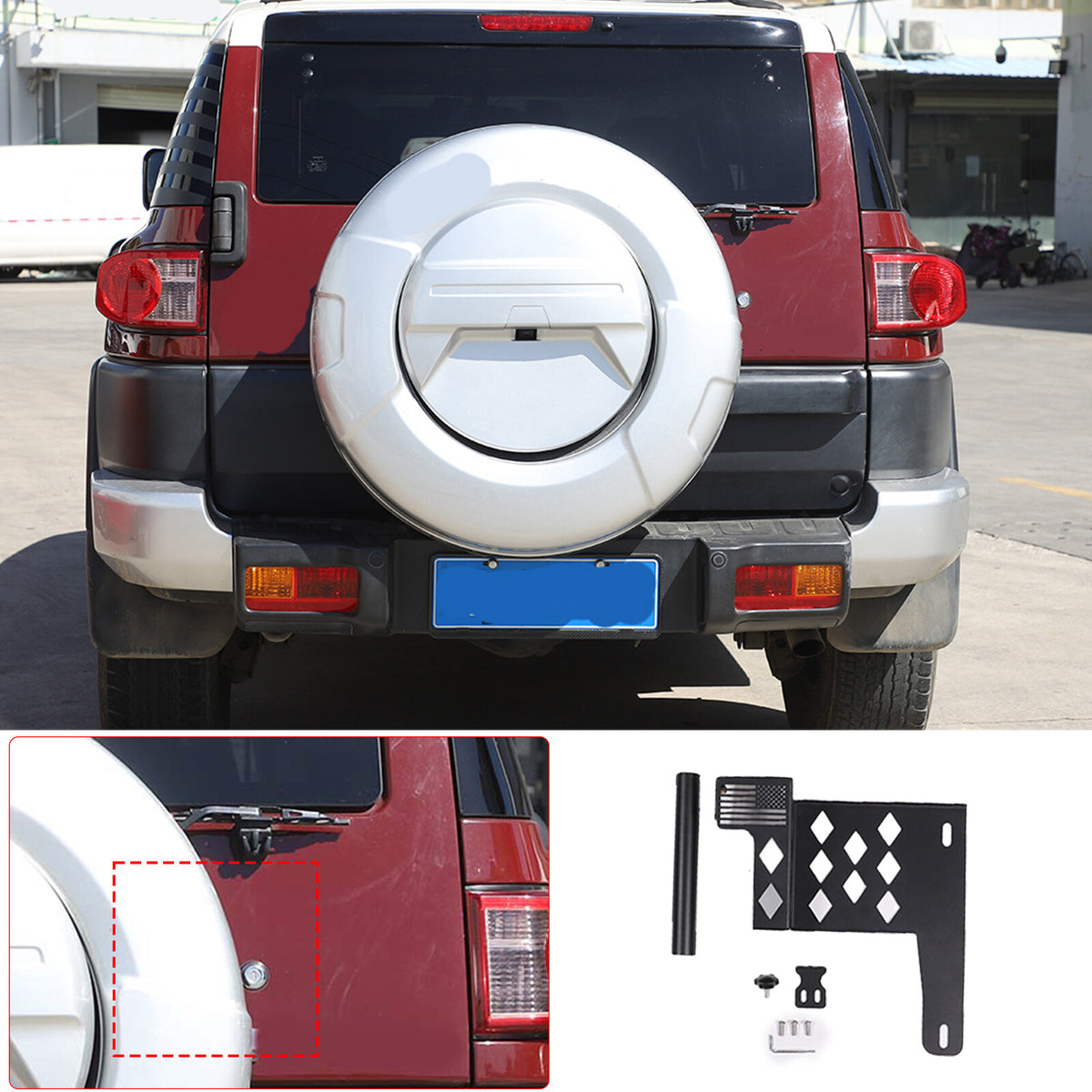 US Flag Tailgate flagpole Antenna Bracket Holder Mount For Toyota FJ Cruiser 07+ 5