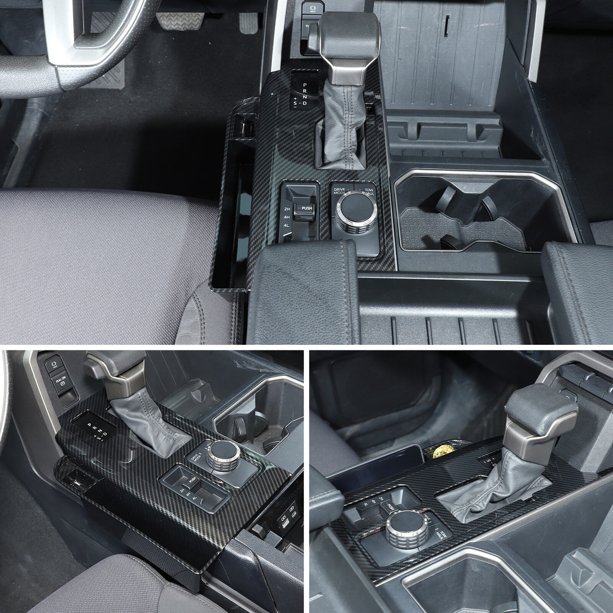 Carbon Center Console Gear Shift Panel Storage Box For Toyota Tundra/Sequoia 22+ 4