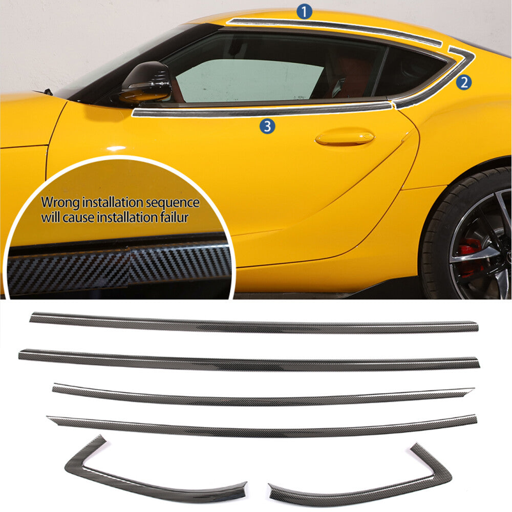 Carbon fiber Steel Car Window Strip Cover Trim For Toyota Supra A90 19-24 US 1