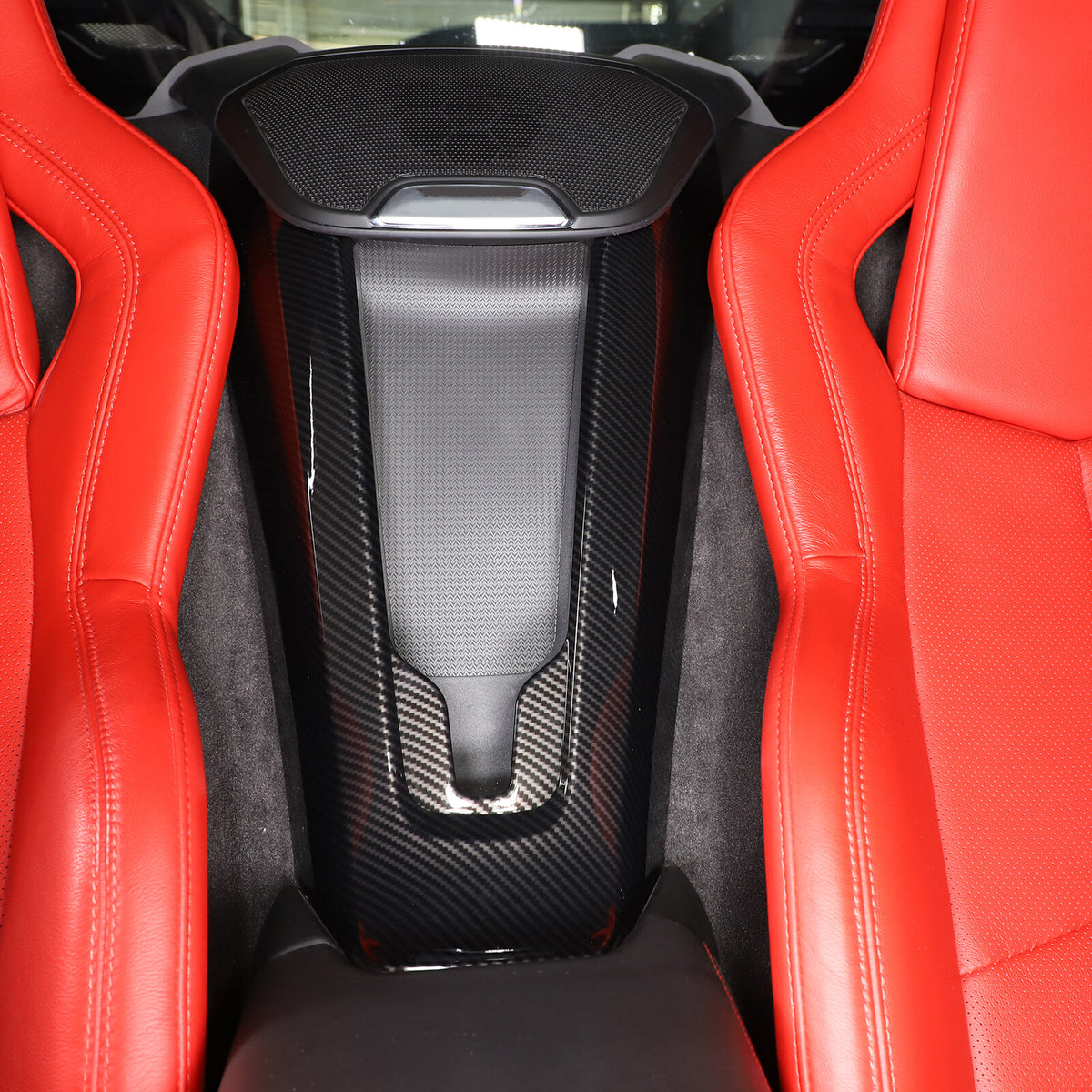 2pcs Carbon ABS Waterfall Wireless Charger Cover For Corvette C8 Convertible 13