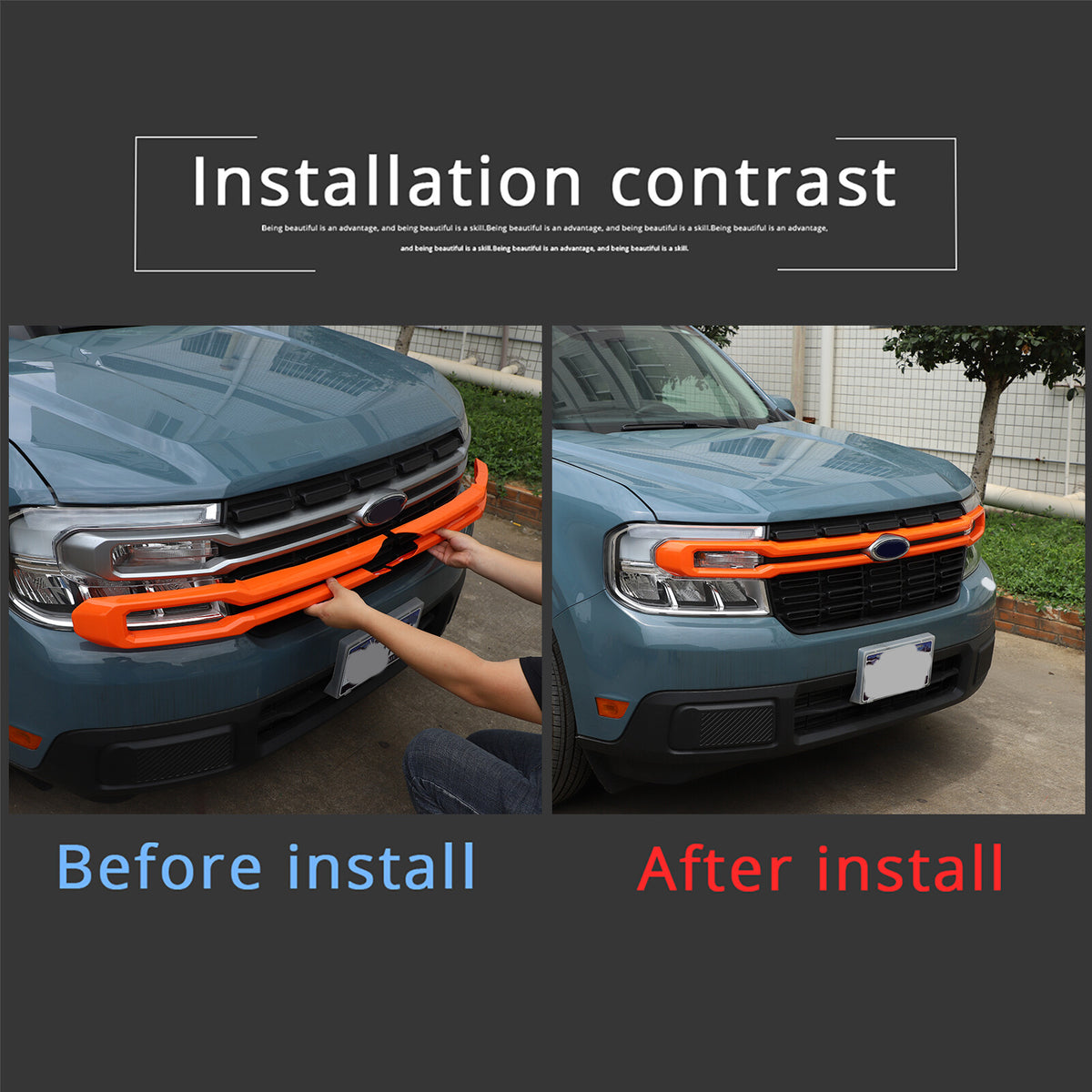 Orange Front Bumper Grille Grill Cover Moulding Trim For Ford Maverick 2022 US 17