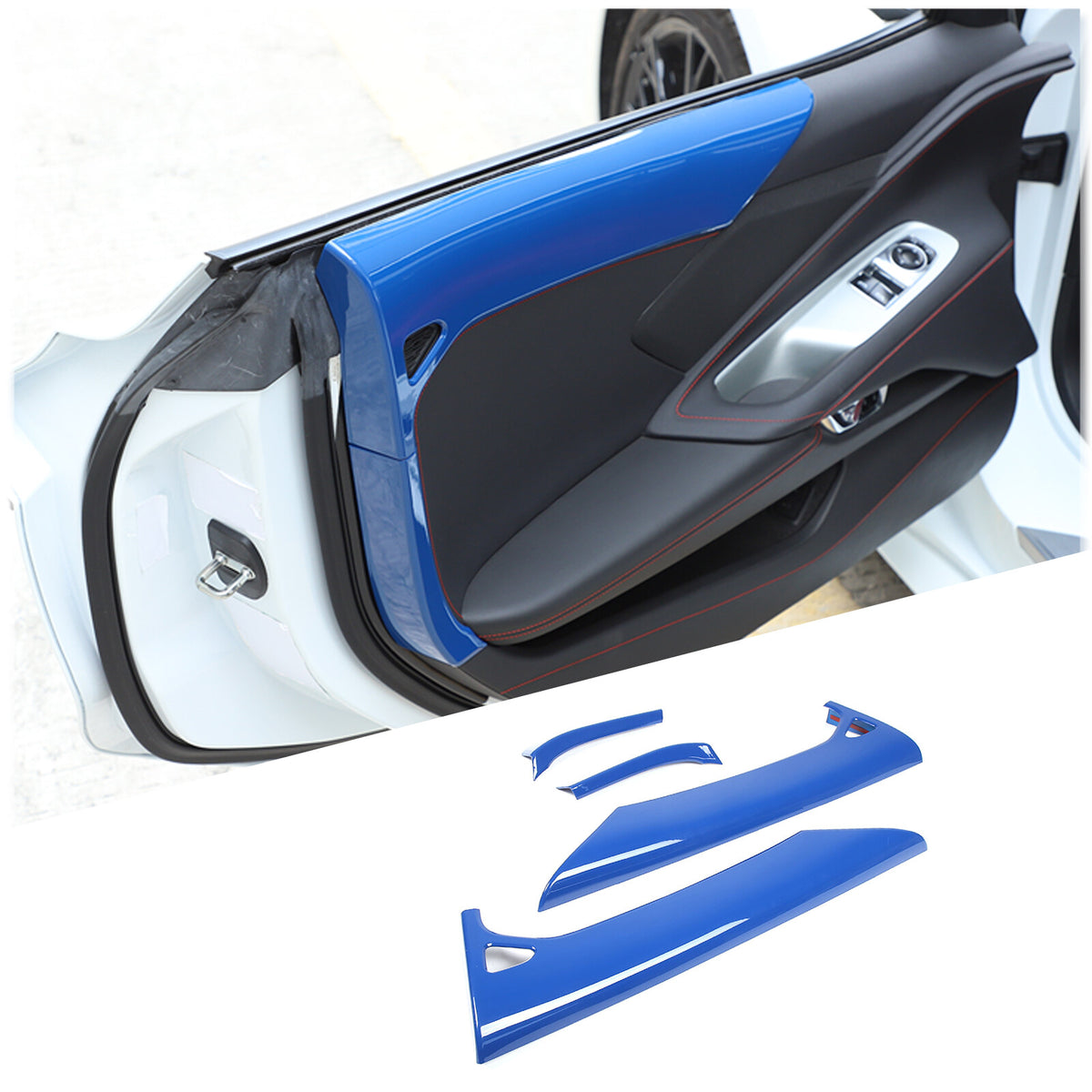 Blue ABS Inner Interior Door Panel Cover Trim For Corvette C8 Z51 Z06 2020-26 10