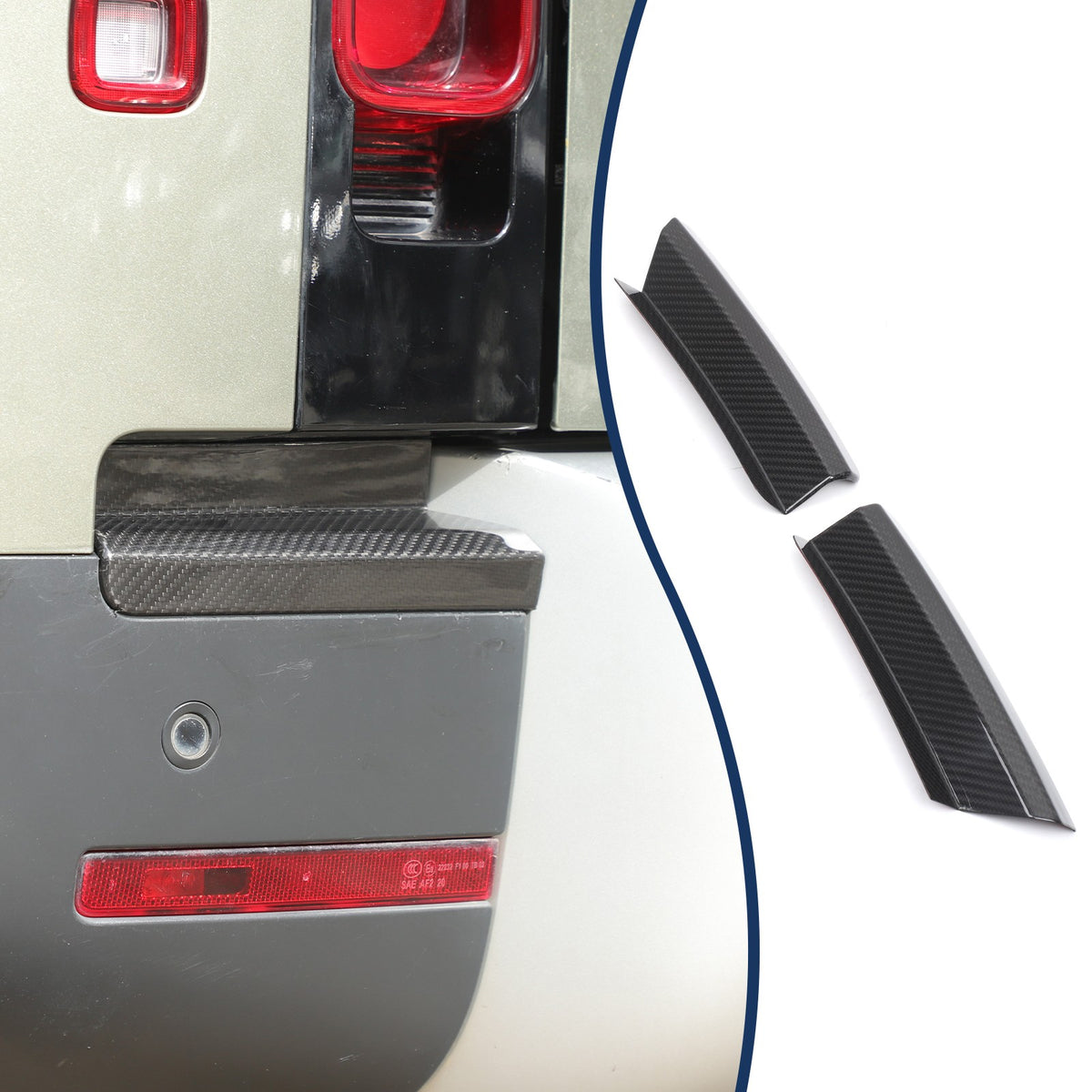 Real Carbon Fiber Rear Bumper Side Taillight Lower Trim For LR Defender L663 20+ 15